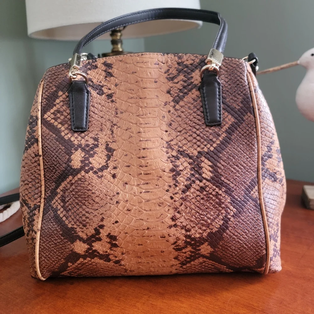 Coach F35271 Minetta Satchel Python Embossed Leather Tan Brown Crossbody Bag